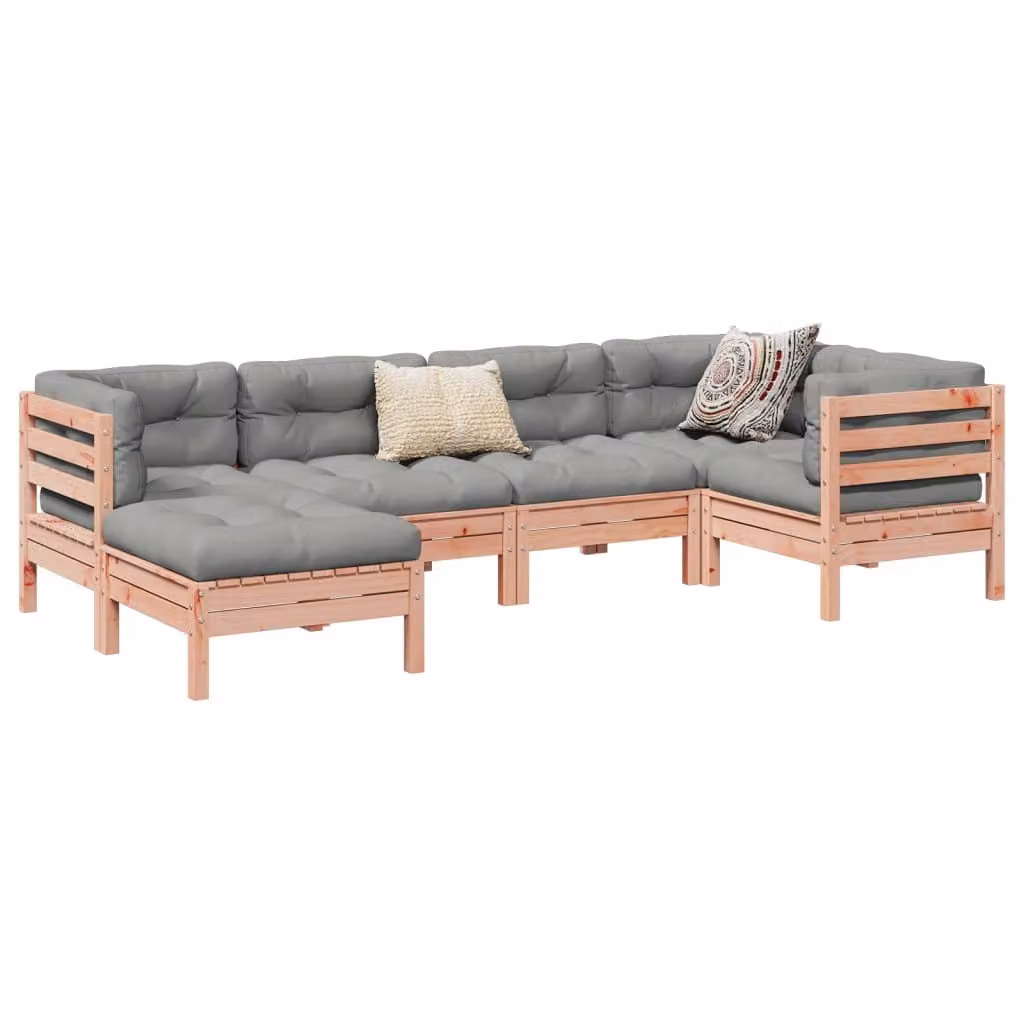 The Living Store Set di divani da giardino 6 pezzi con cuscini in legno massiccio di abete Douglas