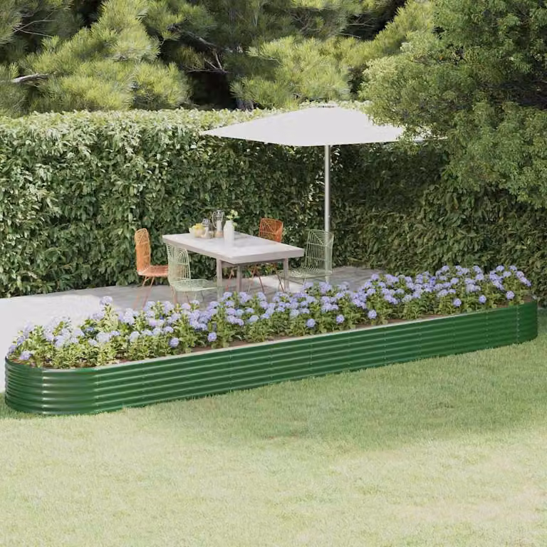 Letto da giardino rialzato vidaXL in acciaio zincato verde L: 507 cm, P: 100 cm, H: 36 cm
