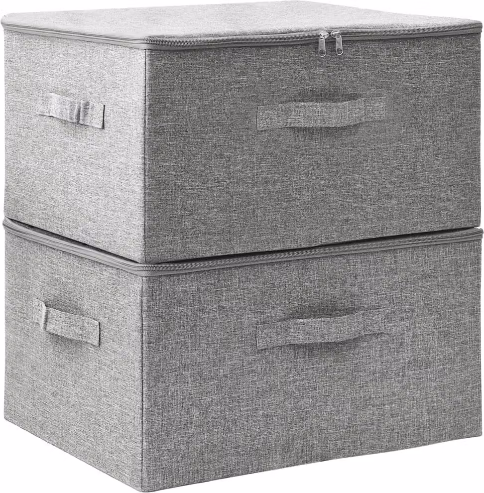 Scatole Portaoggetti 2pz in Tessuto 43x34x23 cm Grigio