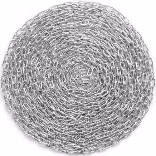 Catena a spirale VEVOR in acciaio al carbonio zincato argento con due maglie rapide, Diametro: 5,1 mm, Lunghezza: 30,48 m