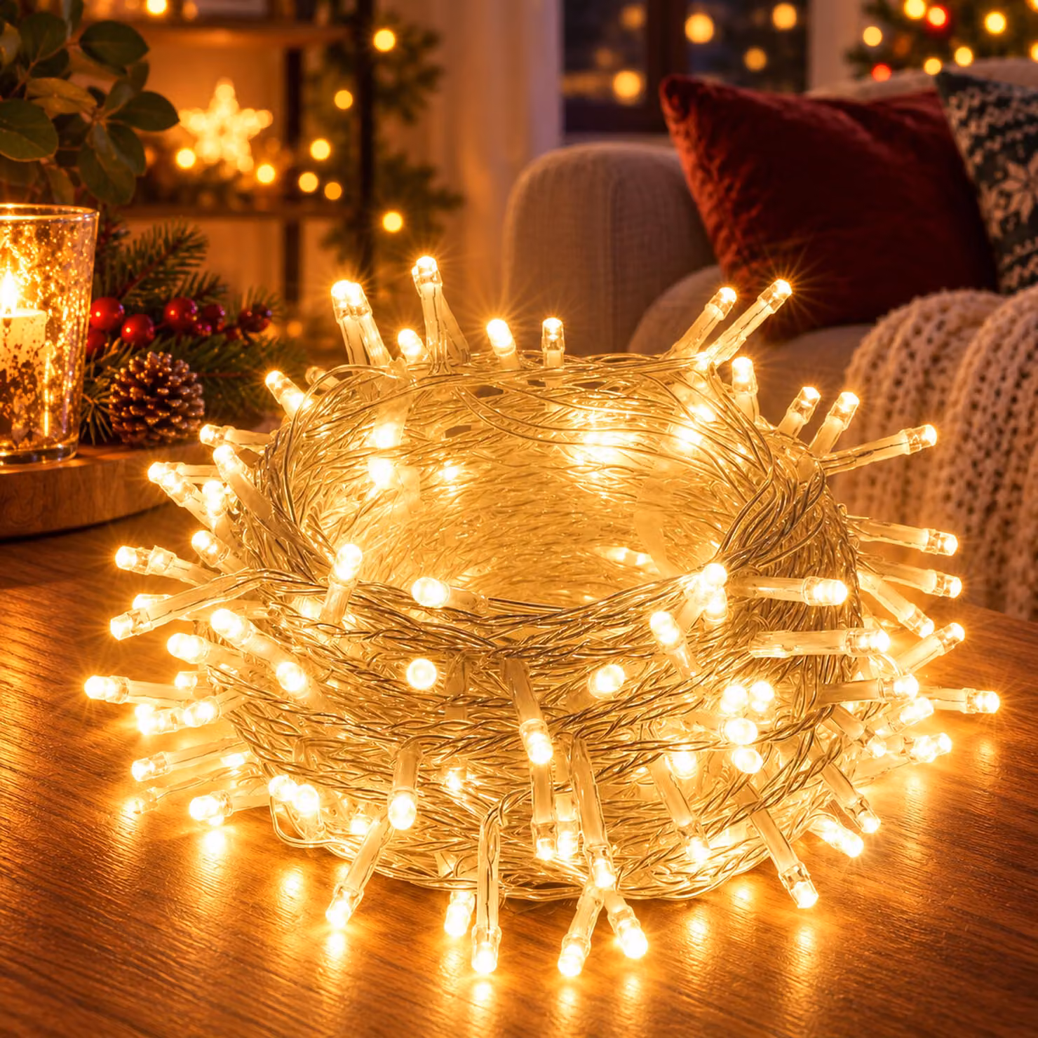 30M 300LEDs 8 modalità di luci fatate potenza, timer, funzione di memoria, LED Natale luci fatate festa decorazione luce albero di Natale illuminazione giardino, bianco caldo