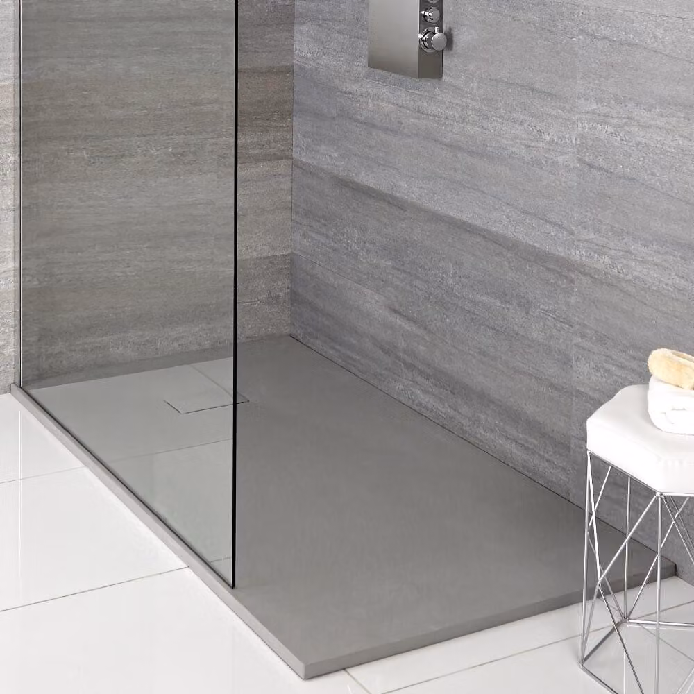 Piatto Doccia Effetto Ardesia Grigio Chiaro - 1000mm x 800mm - senza Kit di Rialzo - Rockwell