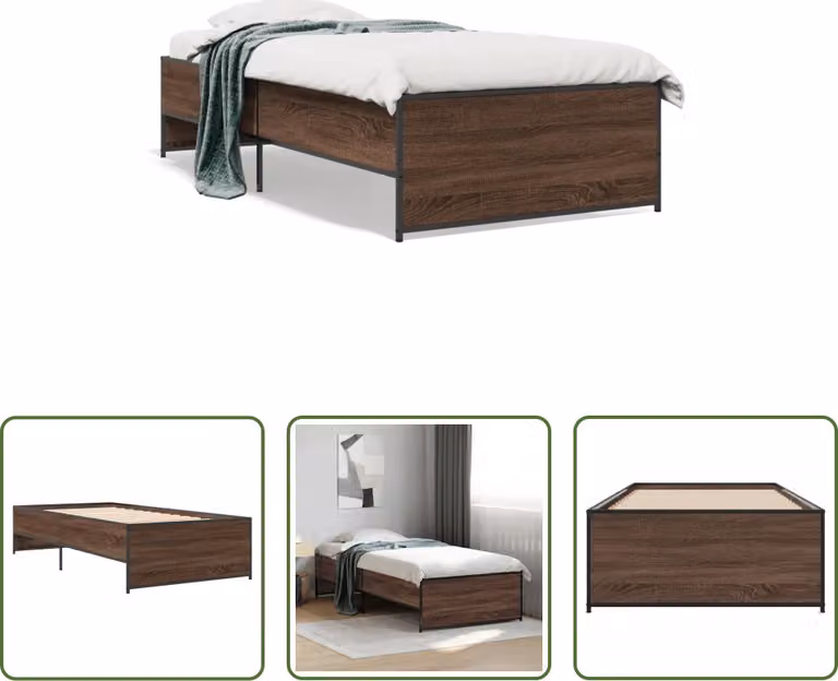 The Living Store Struttura letto in rovere marrone 90x190 cm Materiale legno Metallo