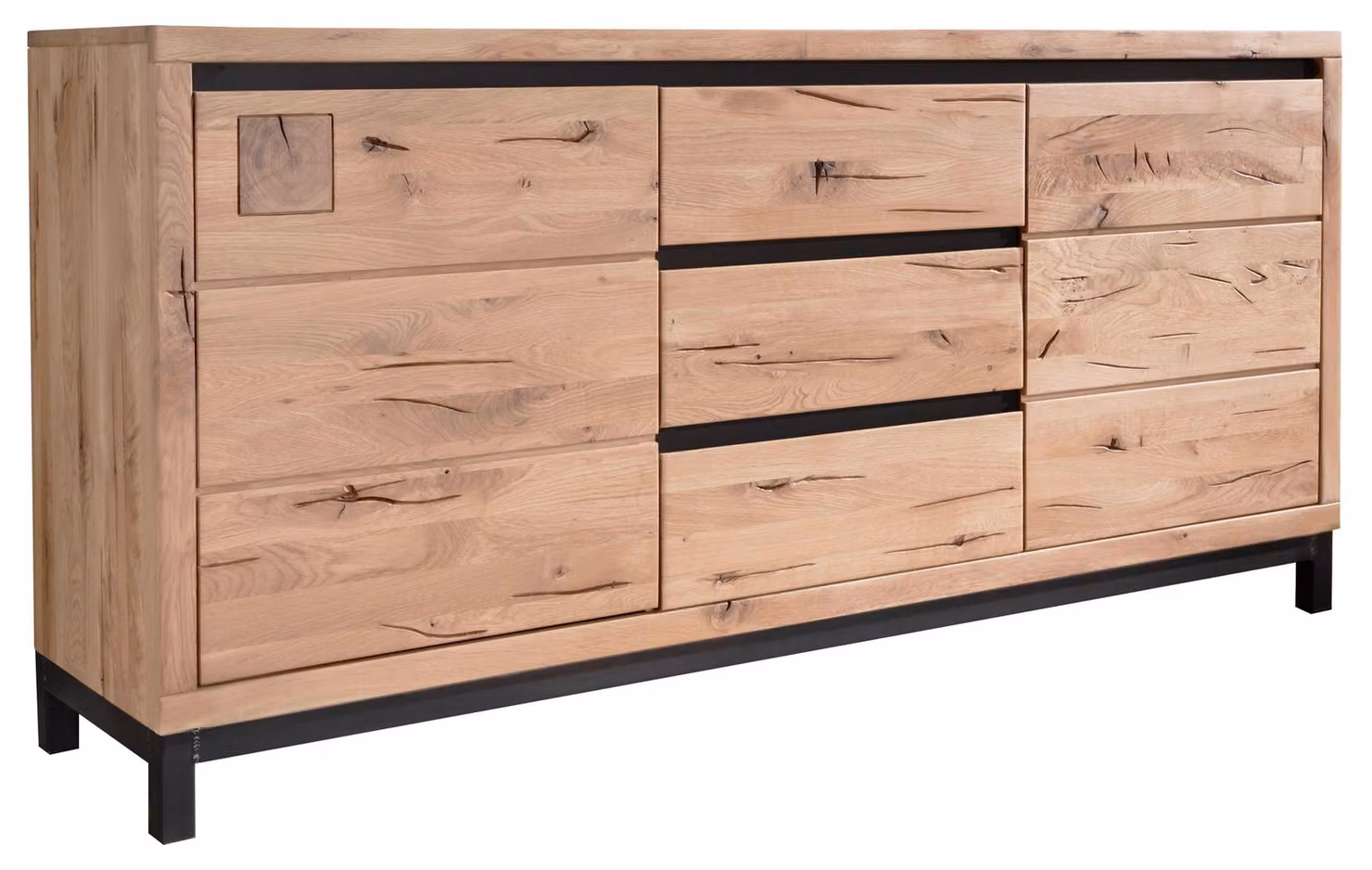 MASSIVMOEBEL24 | credenza in legno di Quercia Selvatica 175x45x85 bianco oliato VILLANDERS #209