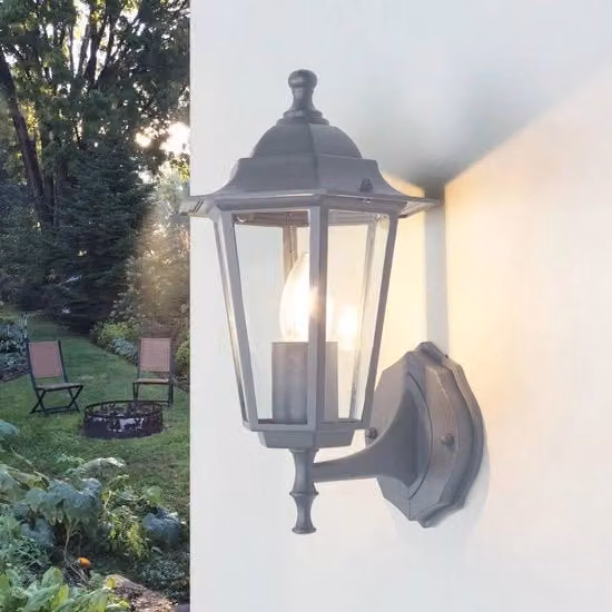 Lampada da parete moderna in alluminio e vetro grigia con luce bianca calda per giardino, balcone e terrazza, protezione IP23