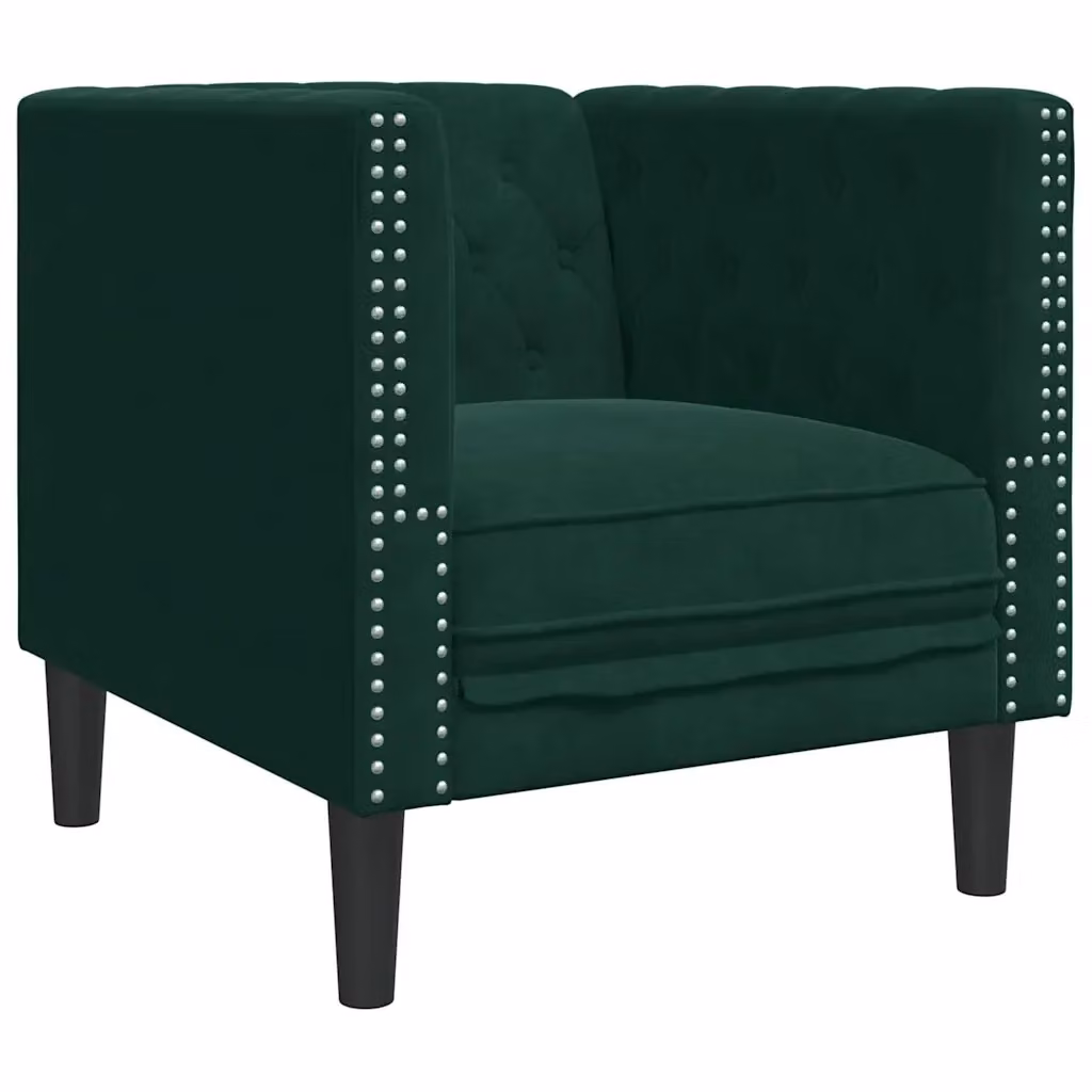 Poltrona Chesterfield vidaXL in Velluto Grigio o Verde con Braccioli – 2