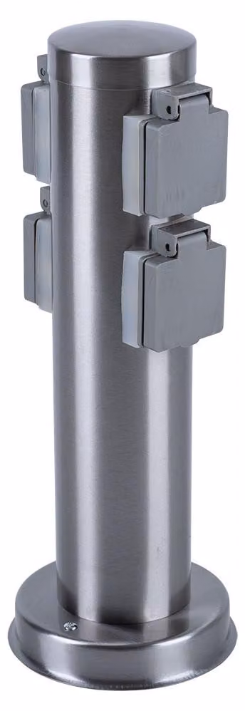 Colonna di prese, in acciaio inossidabile, con 4 prese esterne, altezza 35 cm