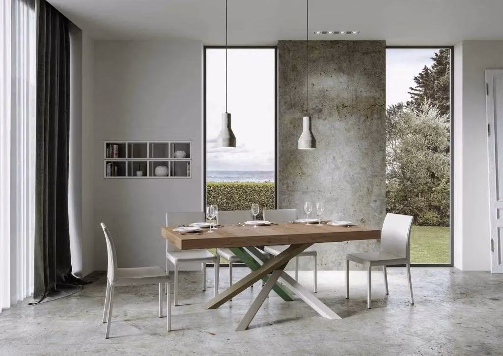 Tavolo Allungabile Moderno Giordanoshop in Rovere Marrone con Telaio in Metallo e Legno L: 200-304 cm, P: 90 cm, H: 77 cm – 2
