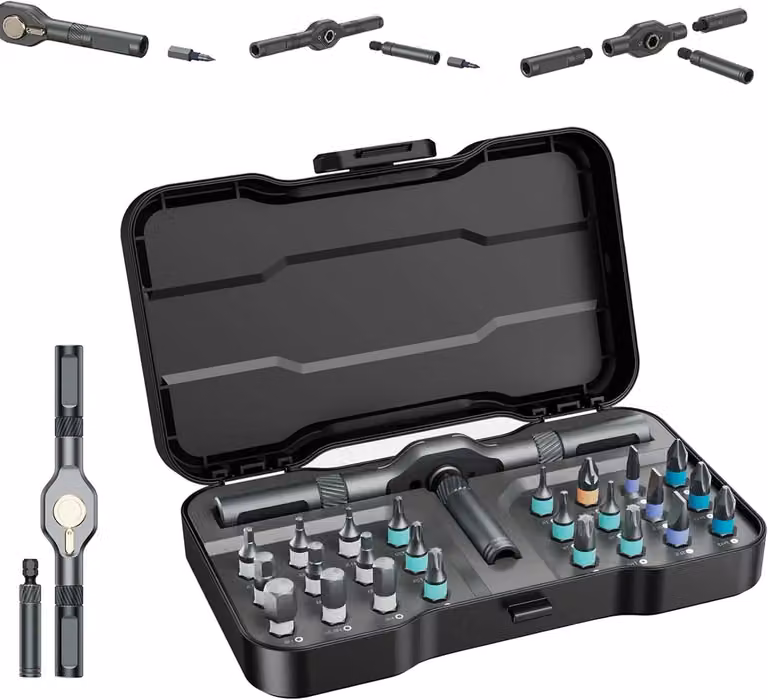 Set di cacciaviti Ratsche 24-in-1, magnetici, con 58 denti, coppia di 50 Nm, per computer