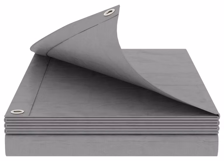 Telo in plastica grigio chiaro, dimensioni 3 x 4 metri, grammatura 260 g/m², materiale: polietilene