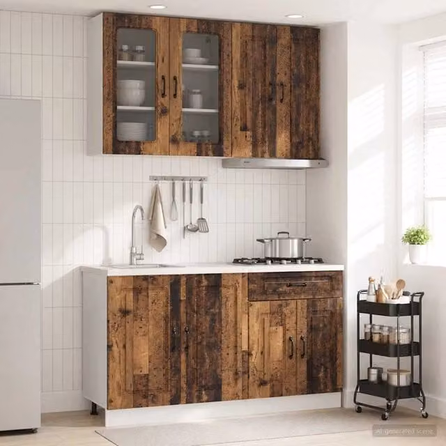 Unità Cucina KALMAR 4 pz Legno antico Legno ingegnerizzato 3438303
