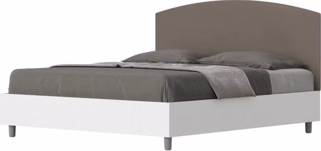 Letto Matrimoniale 160x200 cm struttura bianco frassino testata Antilia - Similpelle,Senza rete,Cappuccino