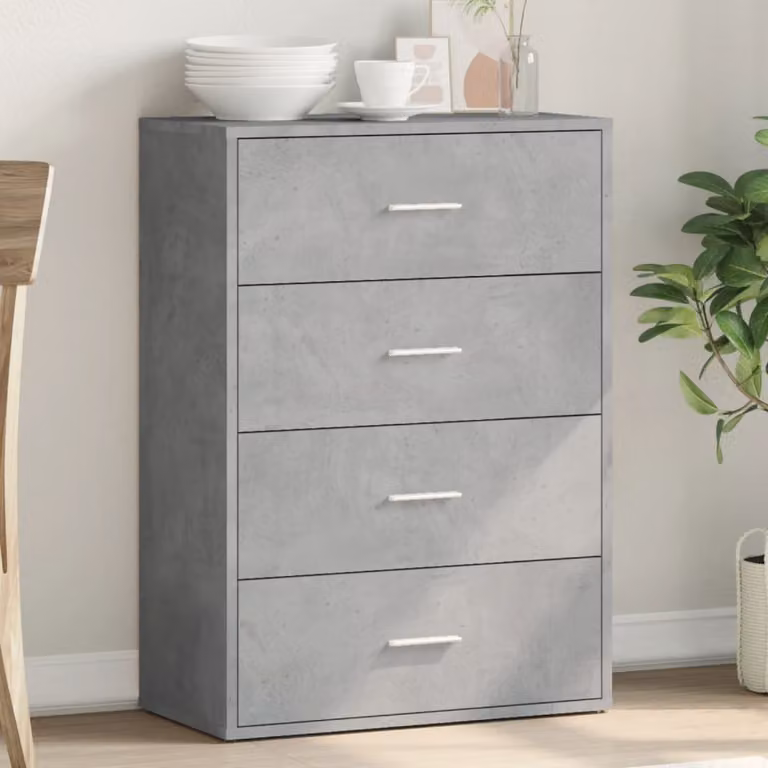 Credenza moderna vidaXL in legno multistrato e MDF, colore grigio, L 60 cm x P 31 cm x H 84 cm