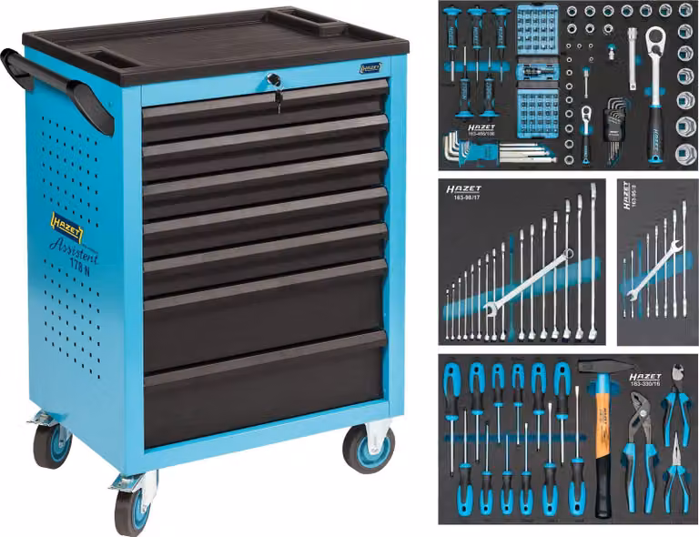 Carrello da officina completo 178N-7/147, 147 pezzi, Hazet | 4000896205080