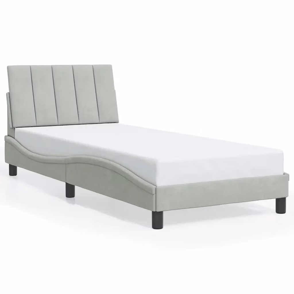 Giroletto Hanko vidaXL in Velluto Grigio con Pannello Imbottito e Illuminazione Integrata L/P/H: 80 x 200 cm – 2