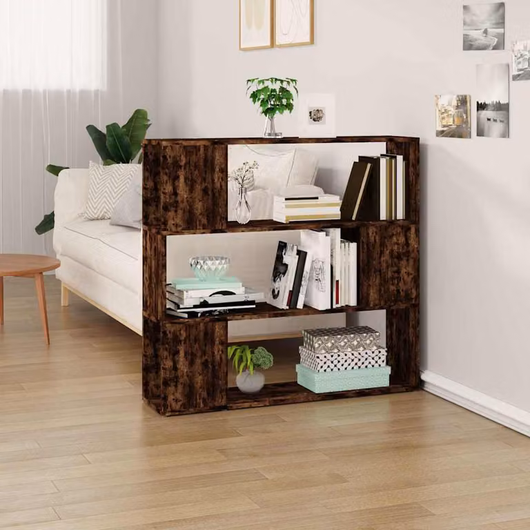 Libreria/Divisorio vidaXL in Rovere Fumo con ripiani, L 100 cm x P 24 cm x H 94 cm