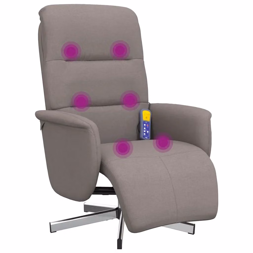 Poltrona Reclinabile Relax vidaXL in Tessuto con Poggiapiedi, Beige e Grigio, con Rotazione a 360 Gradi e Braccioli, Design Moderno per Soggiorno, H: 105,0 cm, L: 71,0 cm, P: 64,0 cm – 2