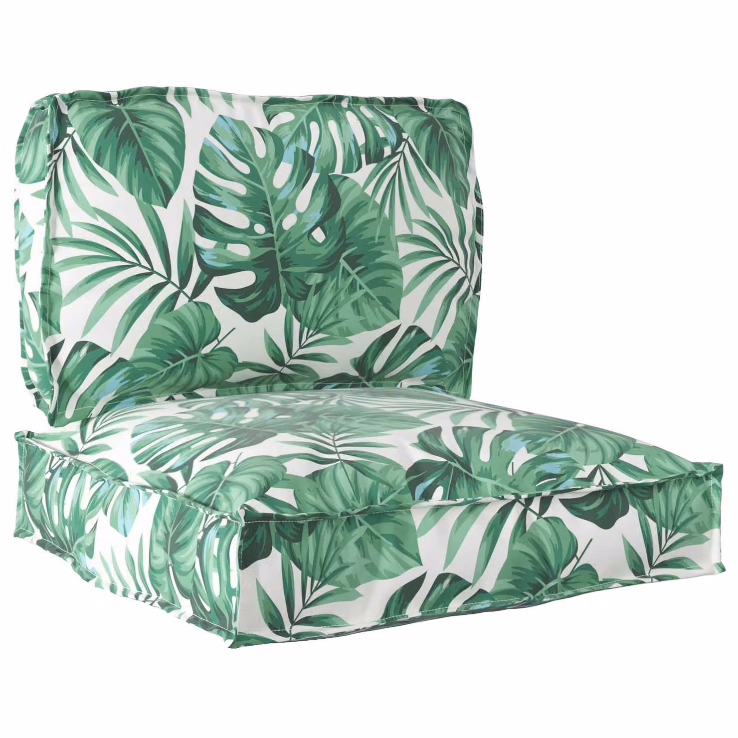 Set di Cuscini per Pallet vidaXL in Tessuto Oxford con Motivo Foglia Verde, Impermeabili e Resistenti alle Intemperie, L/P: 70 x 70 cm