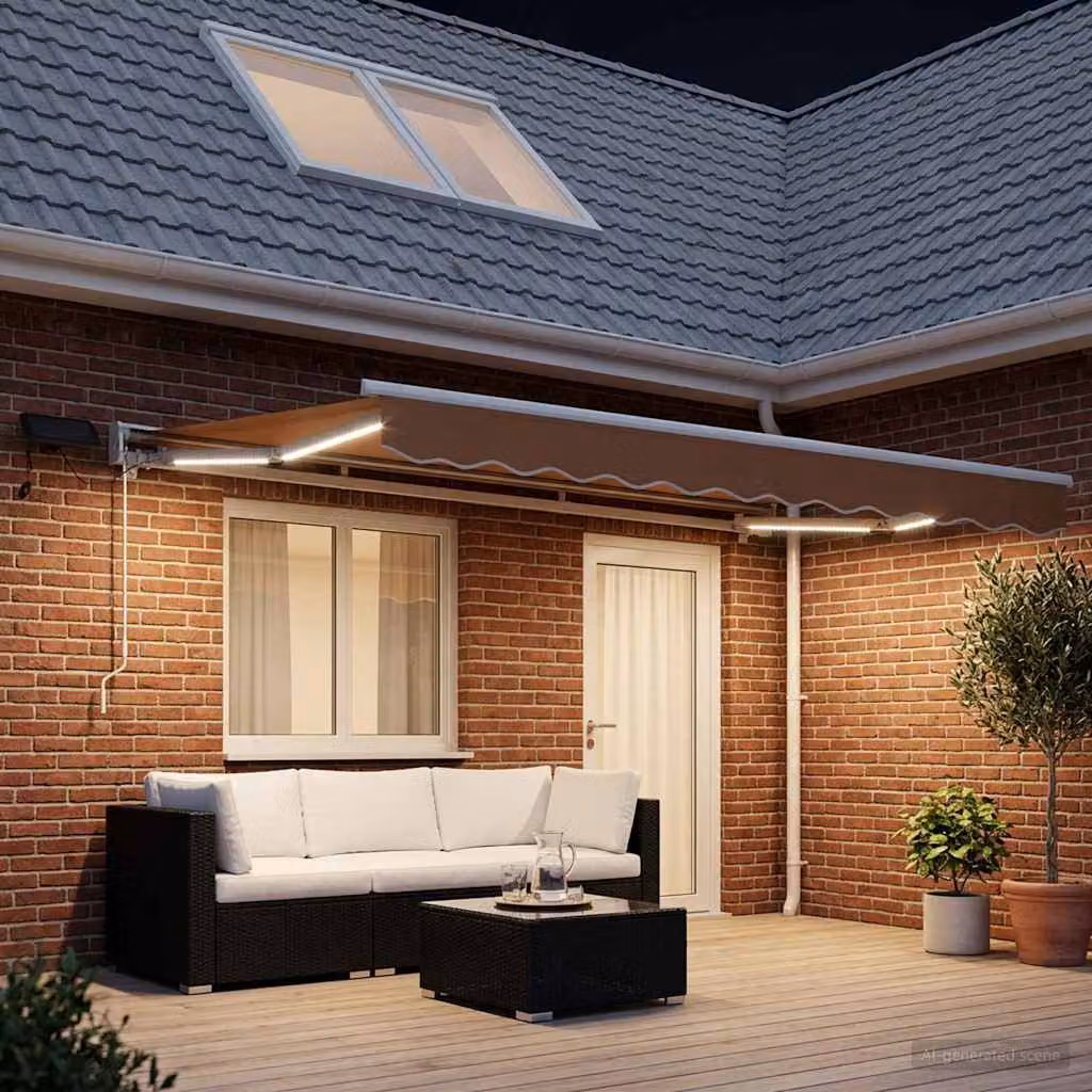 vidaXL Tendalino Manuale con LED in Colore Sabbia, L: 4,5 m x P: 3 m