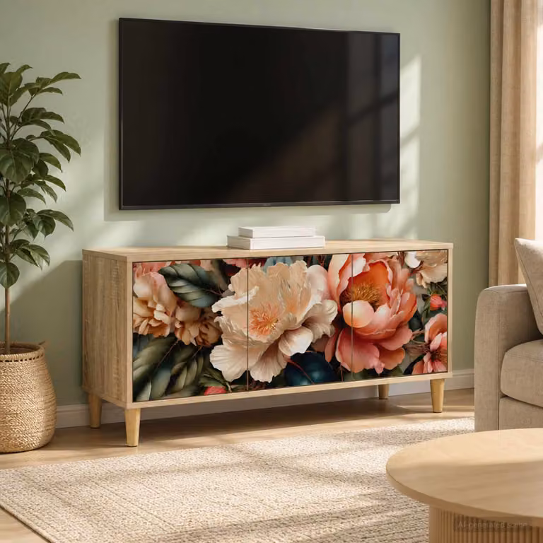 Supporto TV mobile vidaXL in legno ingegnerizzato color Sonoma, L 102 x P 33 x H 50 cm