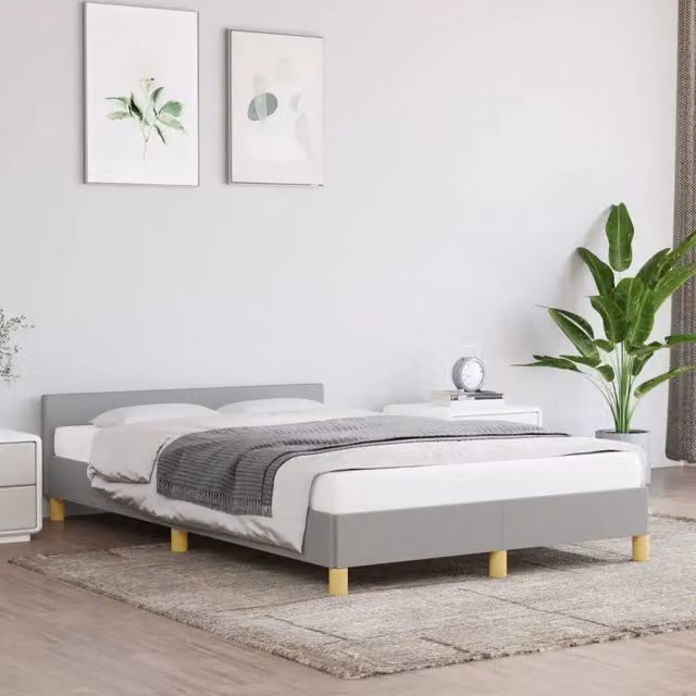 Struttura Letto Design Mania in Tessuto Grigio con Base in Legno e MDF L/P: 120 x 200 cm – 1