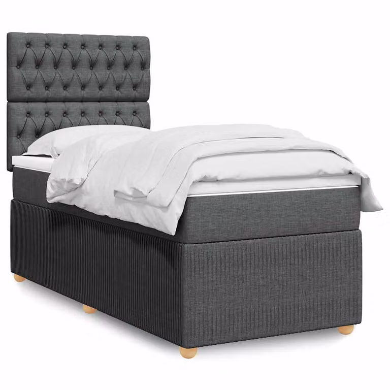 vidaXL Giroletto a Molle Ibrido con Materasso in Tessuto Grigio e Bianco L/P/H: 100 x 200 x 150,5 cm