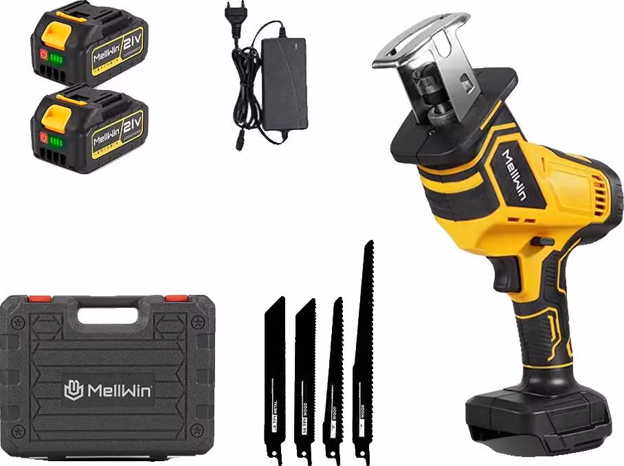 Sega pendolare, motore brushless, velocità di taglio di 12000 movimenti al minuto, set di 2 batterie