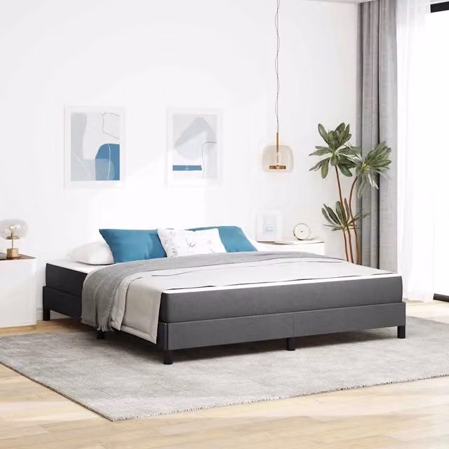 Letto a molle moderno vidaXL in tessuto grigio con molle a tasche L/P/H: 180 x 200 x 45 cm