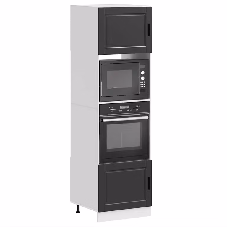 Set di 2 armadi per forno vidaXL in legno e MDF nero opaco per cucina