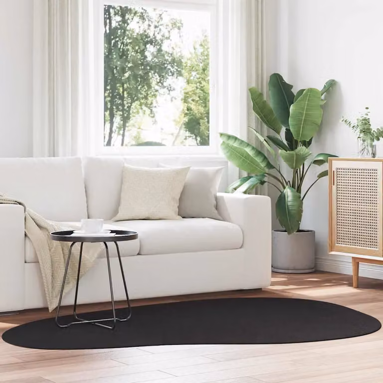 Tappeto moderno vidaXL HUARTE nero in poliestere, lavabile e antiscivolo, L 140 x P 200 cm