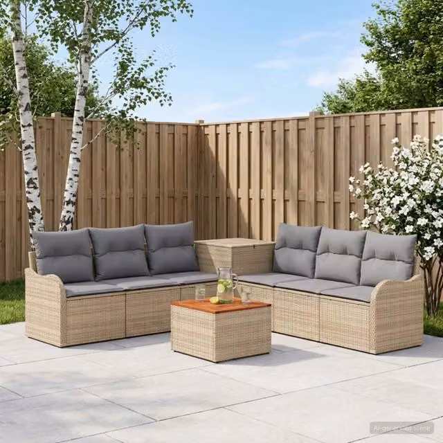 Set di divani 8 pz Beige e Grigio Chiaro 55 x 55 x 37 cm 3448073