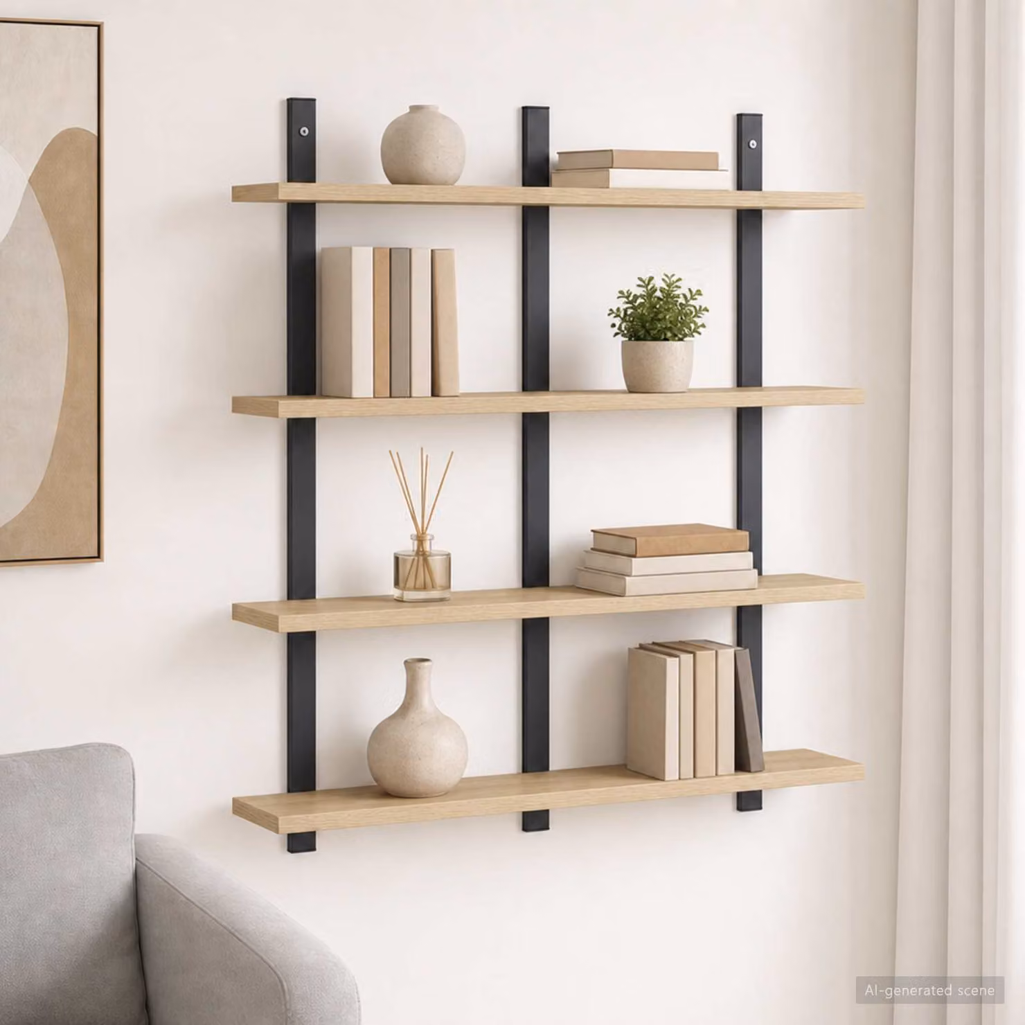 Scaffale da parete moderno vidaXL in Rovere Sonoma, L: 79.5 cm, P: 13.5 cm, H: 80 cm