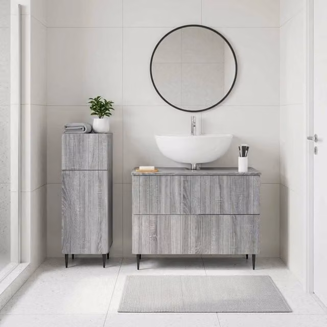 Set di Armadi da Bagno da 2 Pezzi ZWOLLE Sonoma grigio 3417681