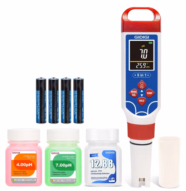 Misuratore di pH 5-in-1, con display a colori, misuratore di TDS, misuratore di conducibilità elettrica, misuratore di salinità, per piscine