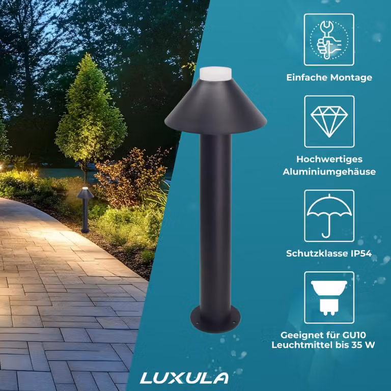 LUXULA Lampada da parete a LED, 10 W, nera, grado di protezione IP44