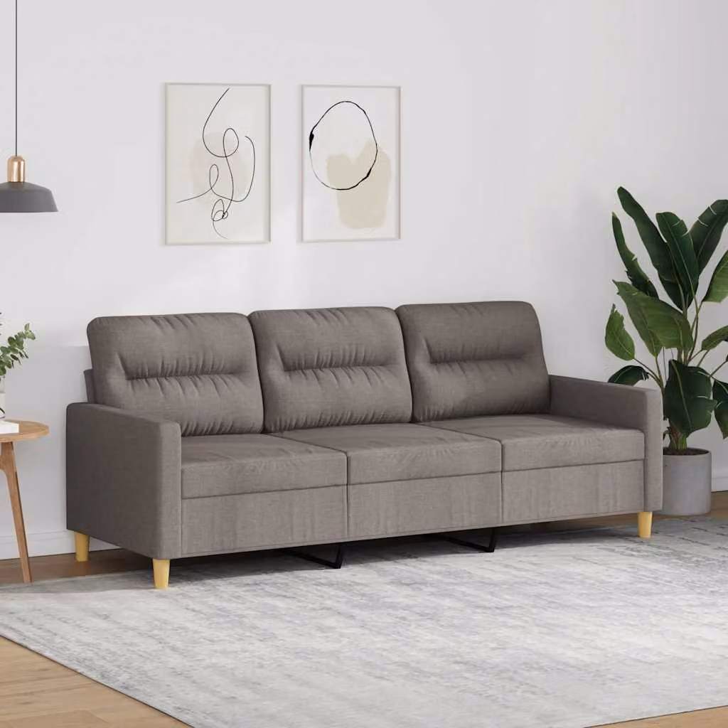 Divano a 3 posti moderno vidaXL in tessuto beige o grigio con struttura in metallo L: 198 cm, P: 80 cm, H: 77 cm