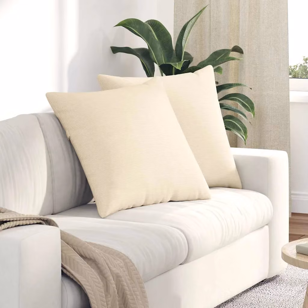 Set di 2 cuscini da divano quadrati vidaXL in velluto a coste beige, L 60 cm x P 60 cm
