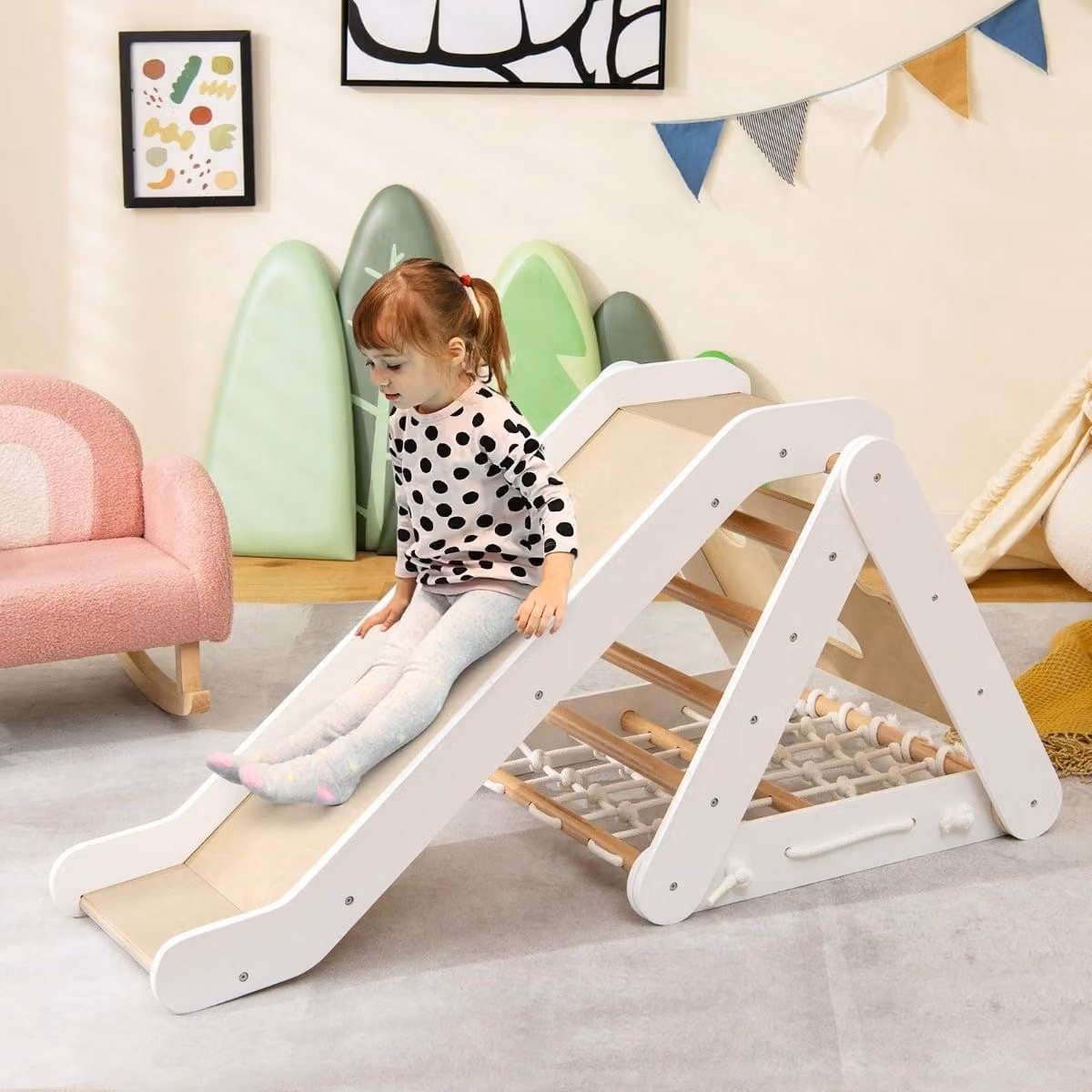 Giocattolo da arrampicata per bambini piccoli - Set triangolare 4 in 1 con rampa