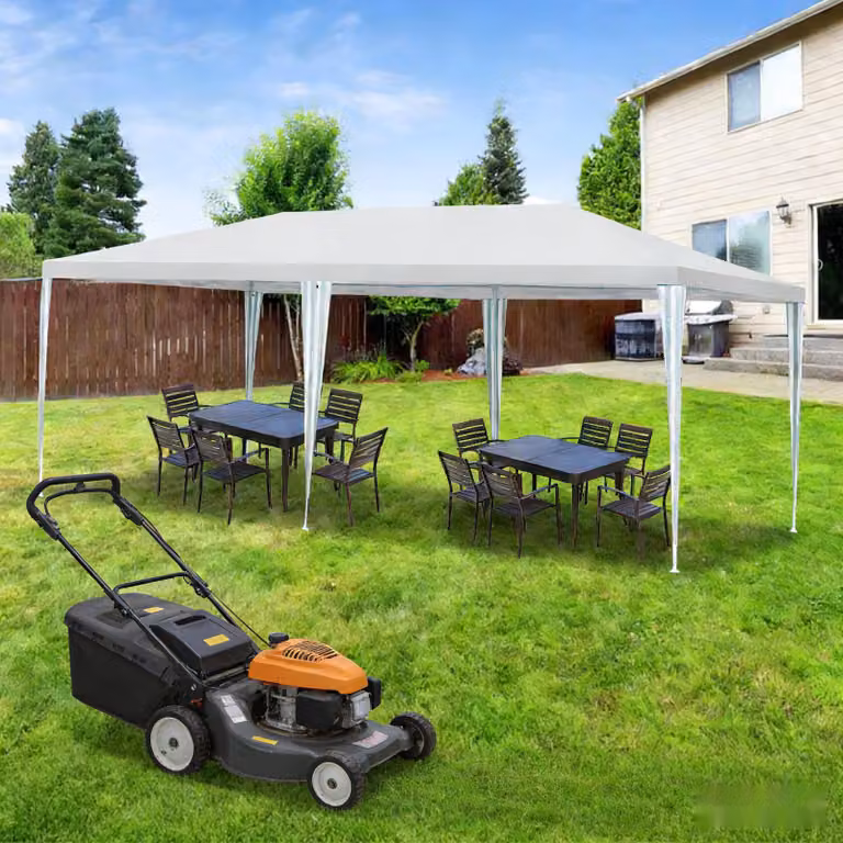 Tenda da giardino Ikodm, modello 3x6 metri, impermeabile, ideale per feste, con finestre, realizzata in telo PE, adatta per giardino e terrazza, colore bianco