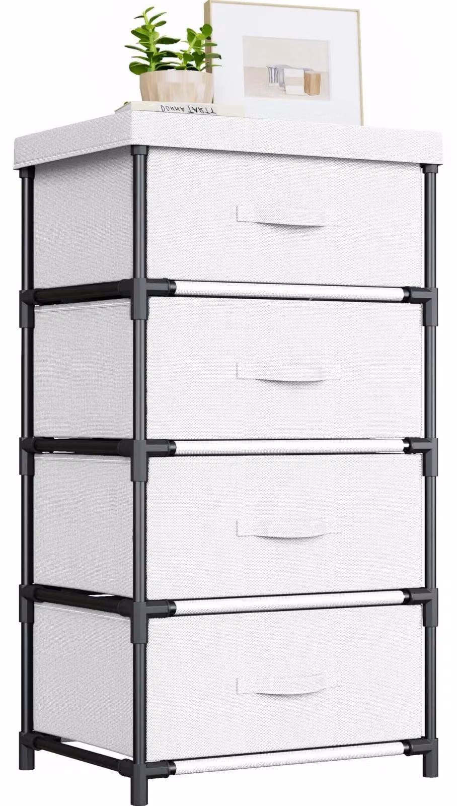 Cassettiera tessuto - Quattro cassetti - 85 x 44 x 34 cm - Bianco