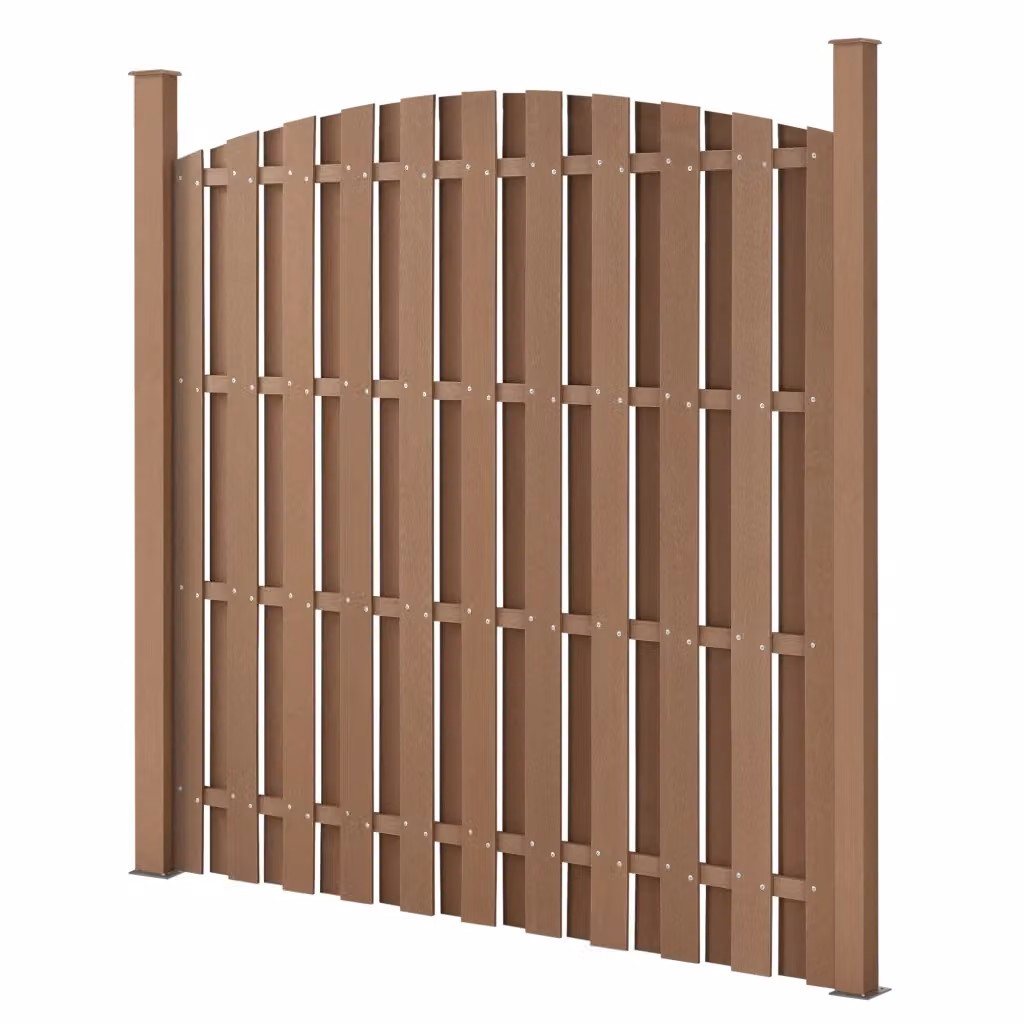 Set di 5 Pannelli Steccato ad Arco NEU.HOLZ in WPC e Acciaio, Marrone, H: 185 cm, L: 932 cm – 2