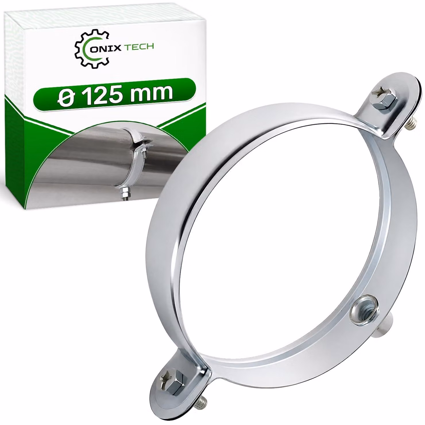 Morsetto per tubi, diametro 125 mm, acciaio zincato, vite M8