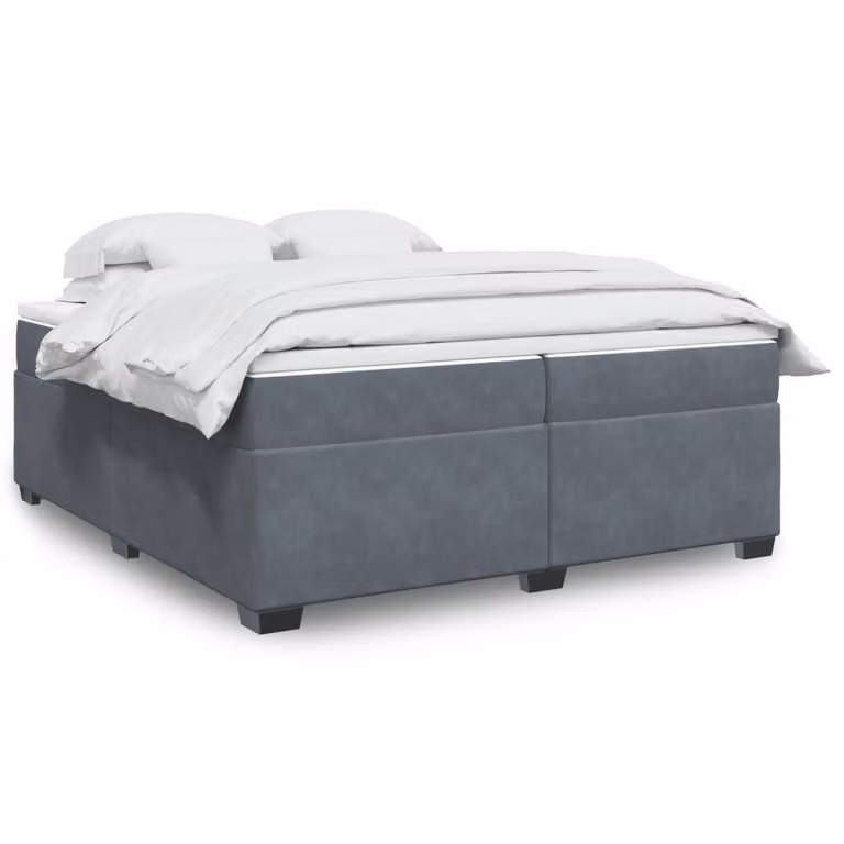 vidaXL Giroletto a Molle con Materasso Ibrido in Velluto Grigio Scuro L/P: 200 x 200 cm