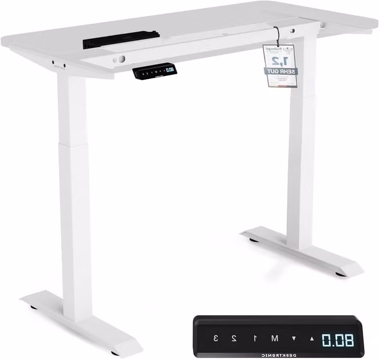 Telaio regolabile per scrivania – Struttura elettrica per scrivania regolabile in altezza con sistema di controllo touch screen – Bianco – 72-119 cm