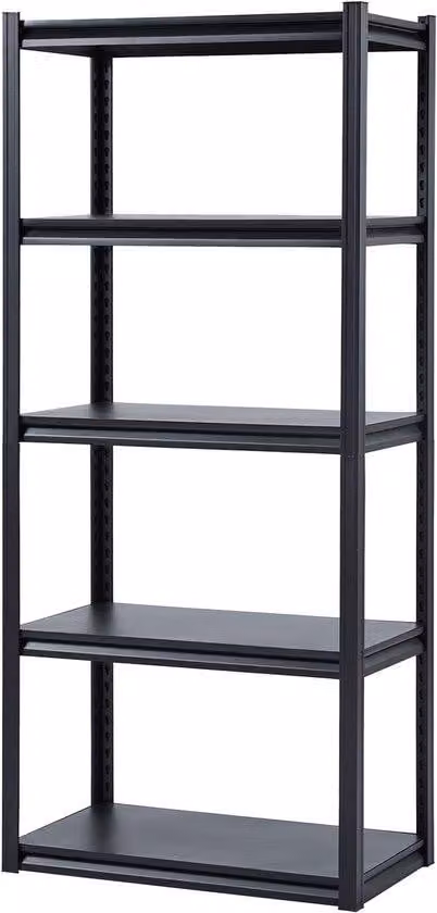Garagerek, 907 kg - 5 ripiani regolabili - 46x81x183 cm - Scaffale metallico per cucina e bagno - Nero