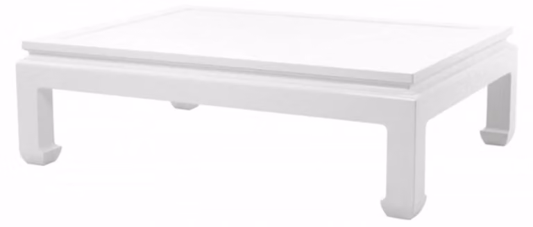 Tavolino da caffè in stile Art Déco marca Casa Padrino, realizzato in legno di mogano con finitura bianco panna. Dimensioni: 160 x 120 x 49 cm (altezza)