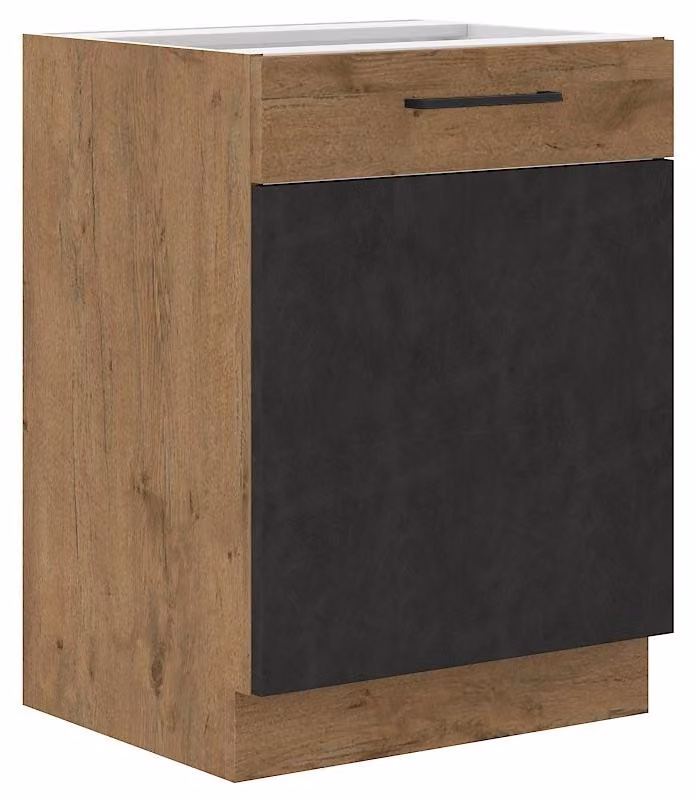 Armadietto inferiore ad anta singola VANYA - larghezza 60 cm, matera / rovere lancelot