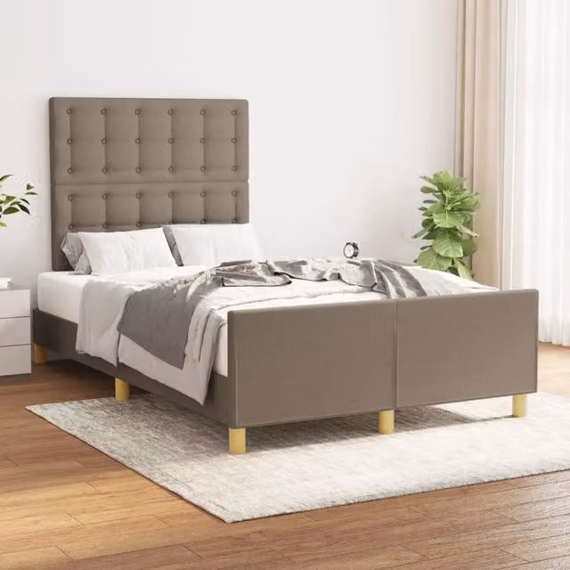 Giroletto vidaXL in tessuto beige con struttura in legno di pino L/P/H: 120 x 200 cm