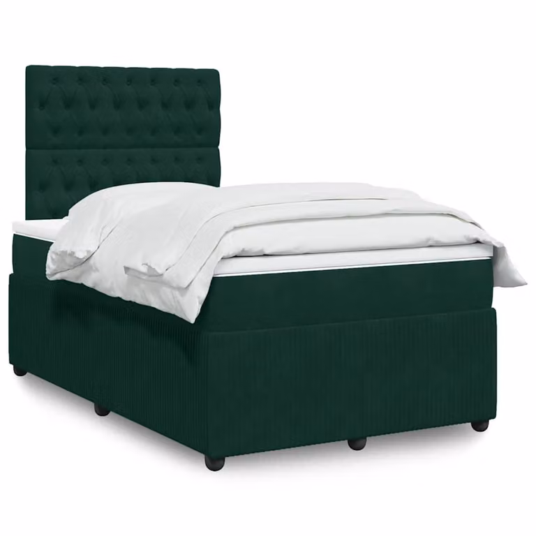 Giroletto a Molle con Materasso vidaXL in Velluto Verde e Bianco L/P/H: 120 x 200 x 150,5 cm