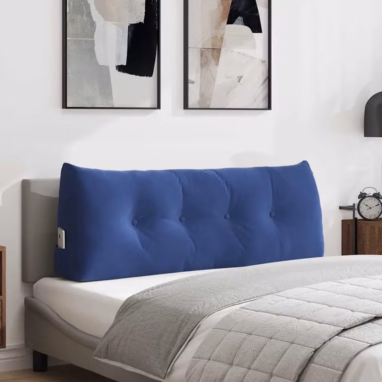 Cuscino per schiena vidaXL in velluto blu, L 120 cm x P 24 cm x H 50 cm